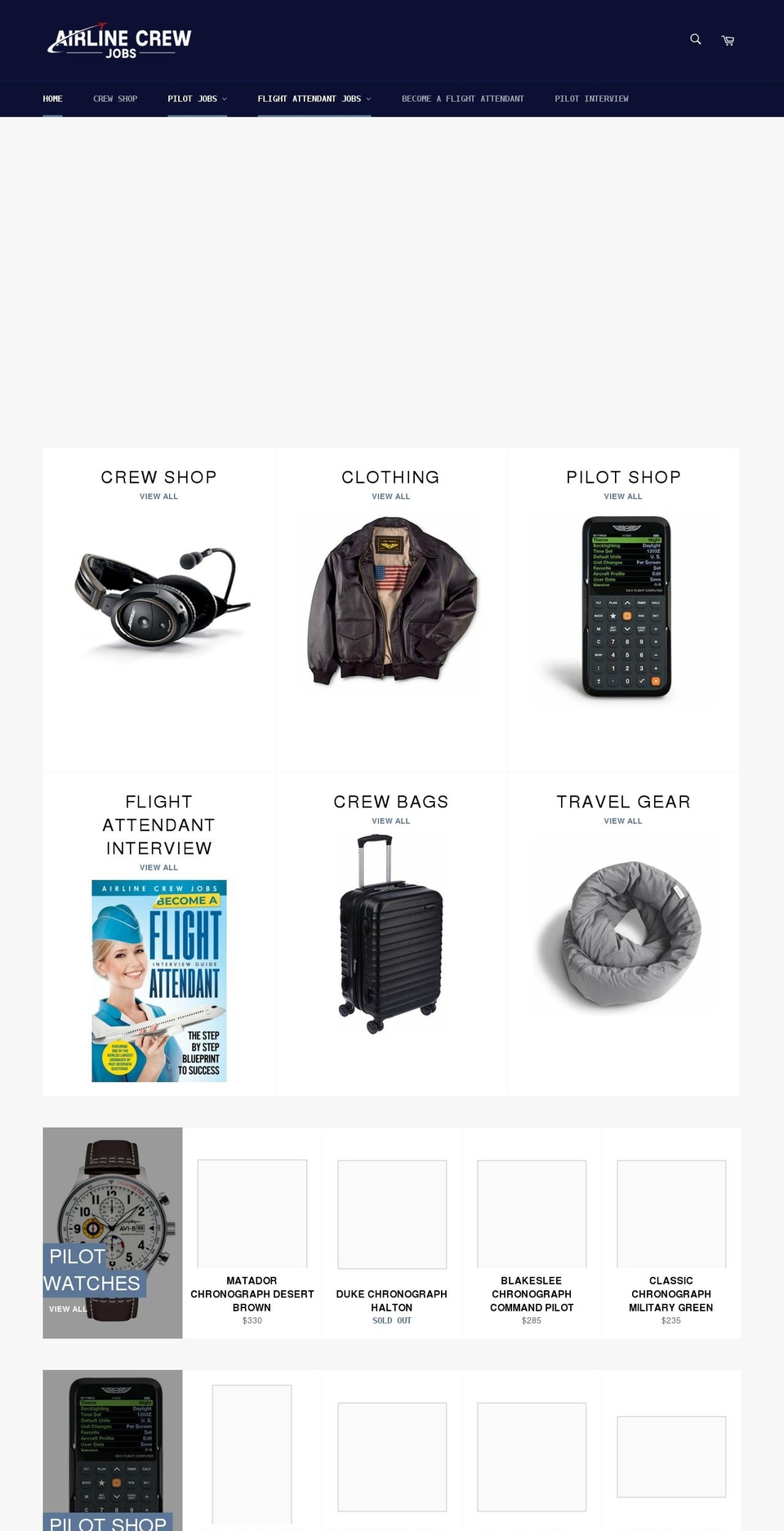 airlinecrewjobs.com shopify website screenshot