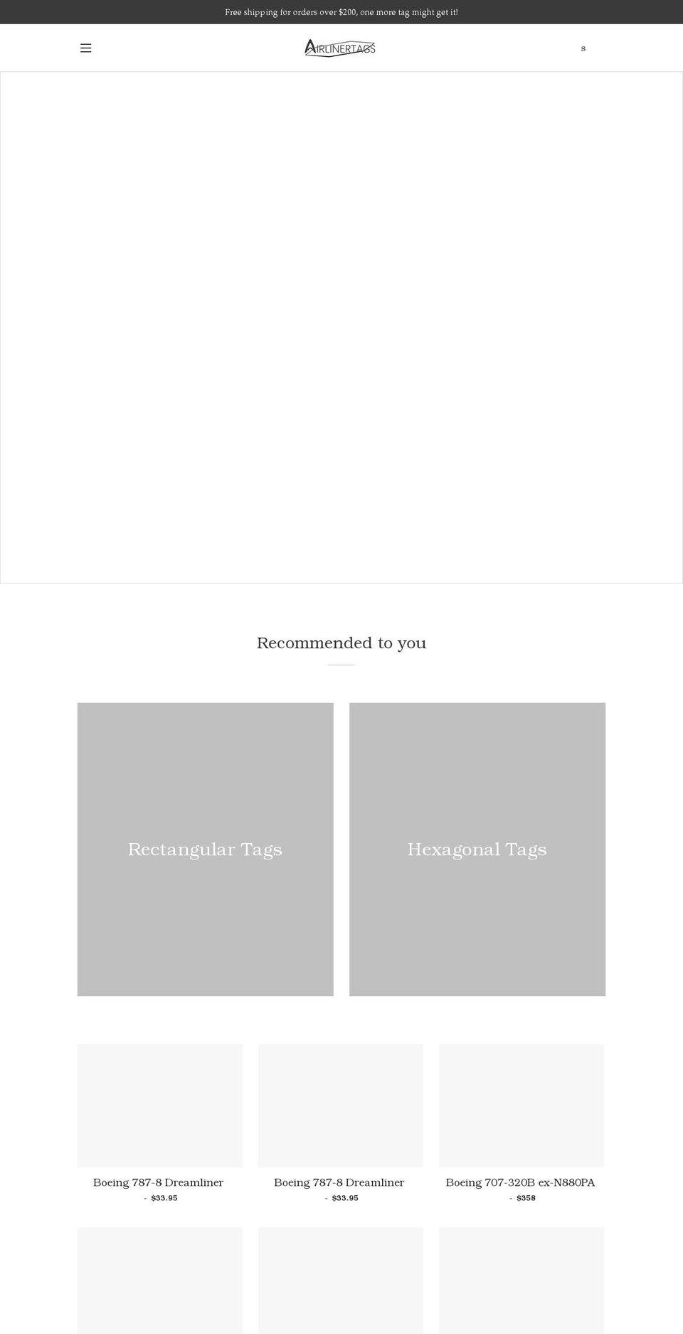 airlinertags.com shopify website screenshot