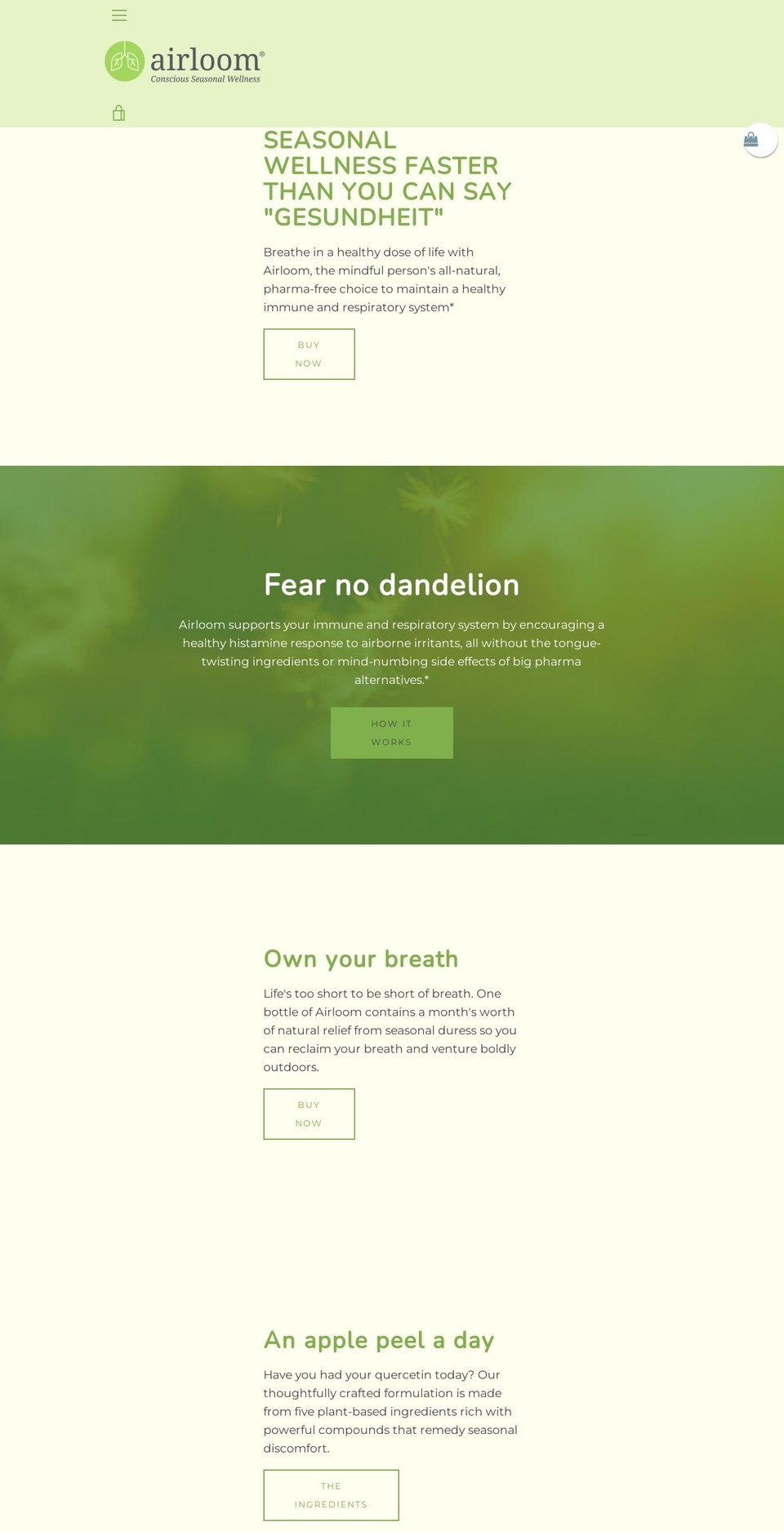 airloomsupplement.com — Shopify storefront screenshot