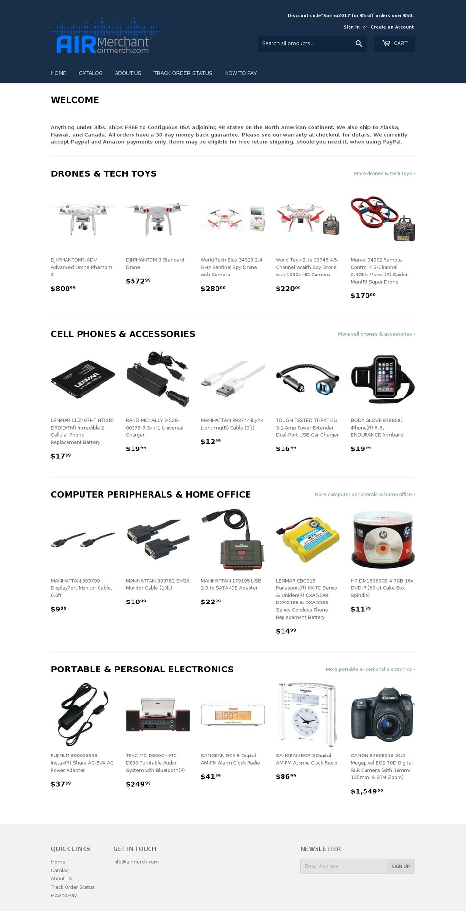 airmerch.com shopify website screenshot