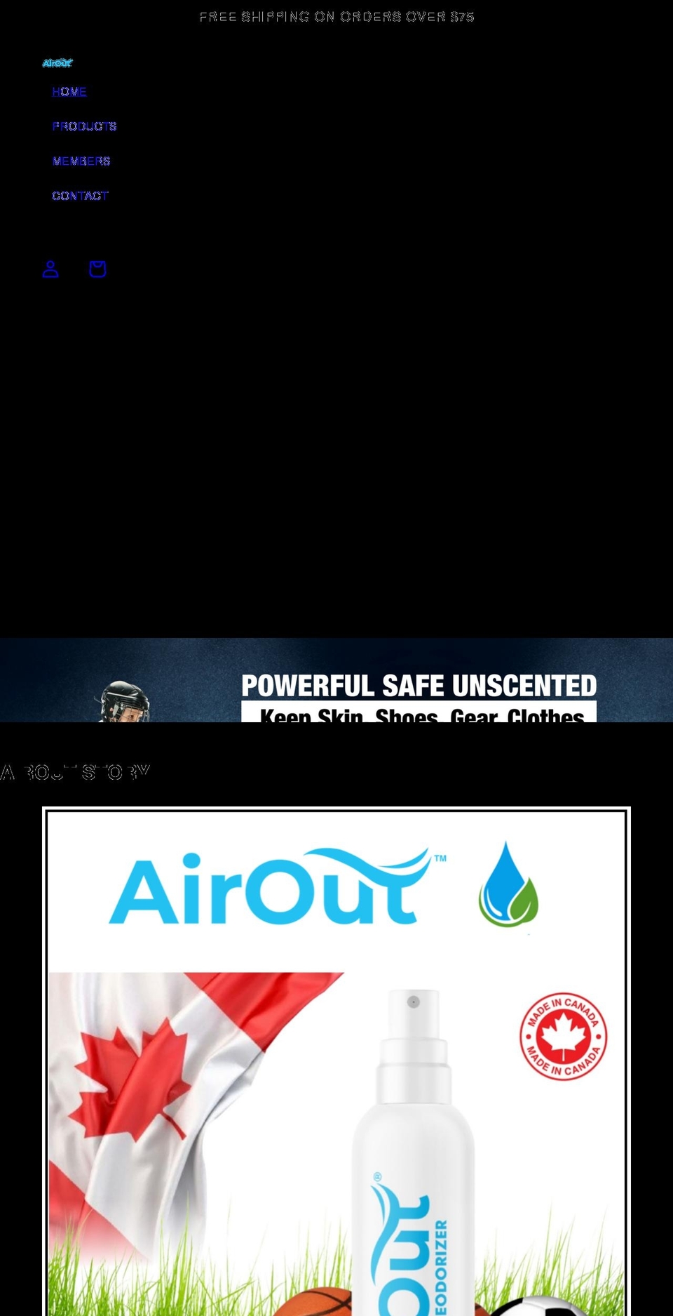 airoutspray.com shopify website screenshot