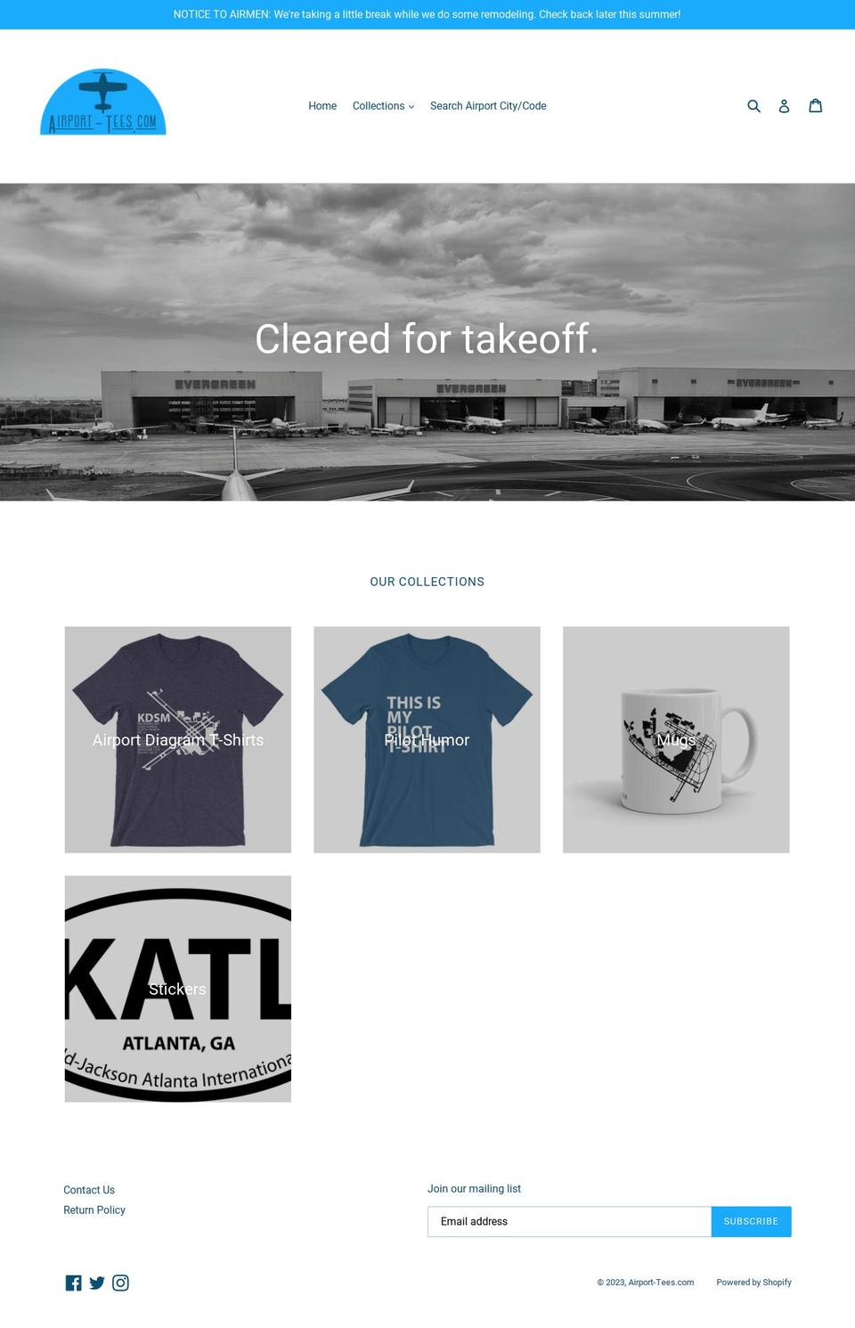 airport-tees.com shopify website screenshot