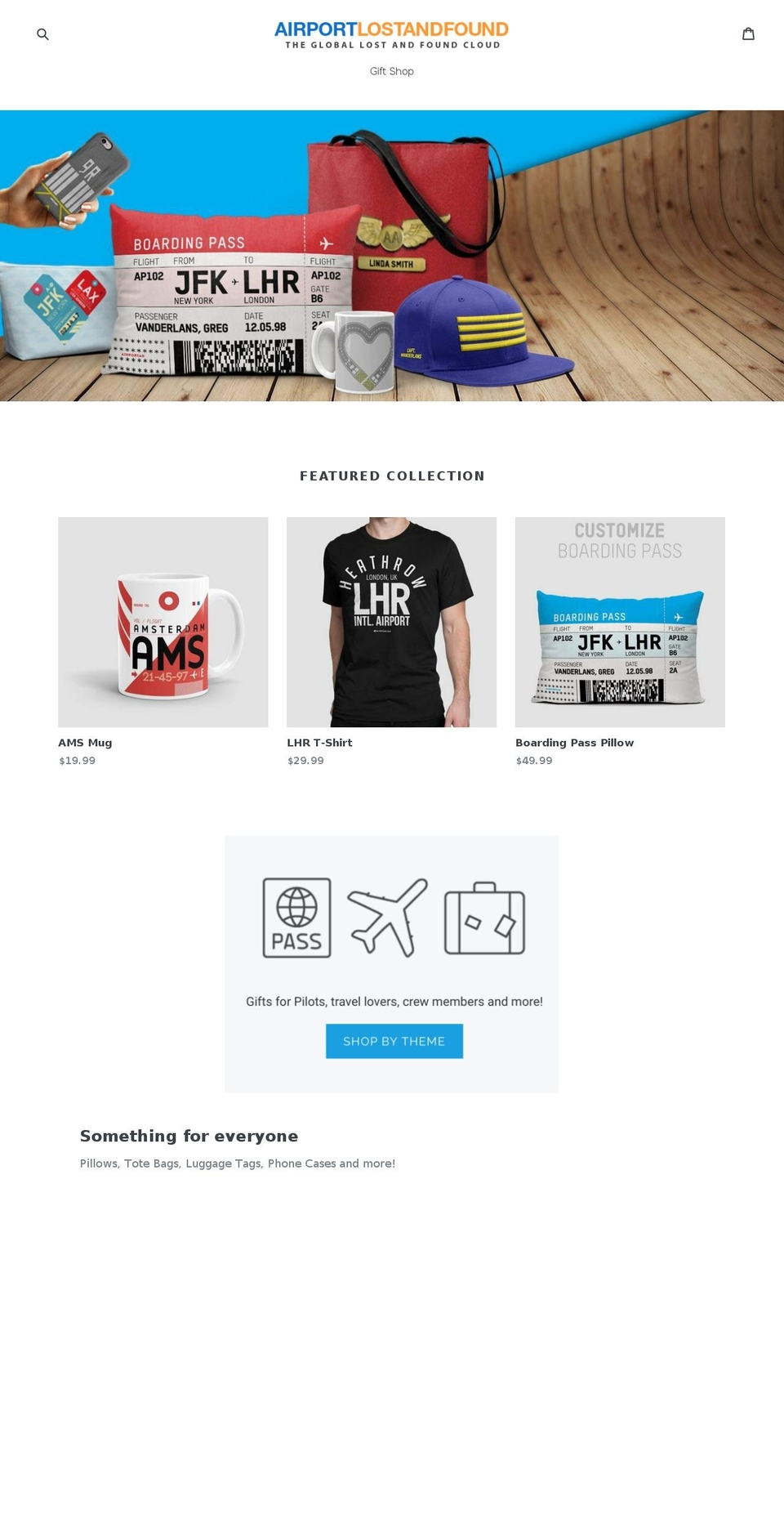 airportlostandfound.net shopify website screenshot