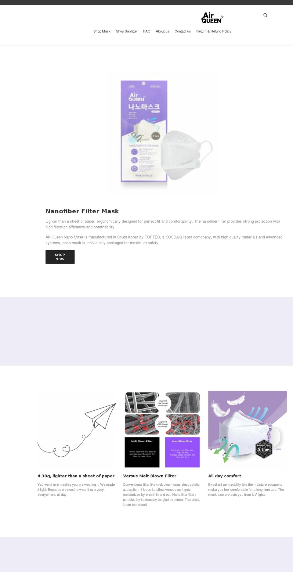 airqueenus.com shopify website screenshot