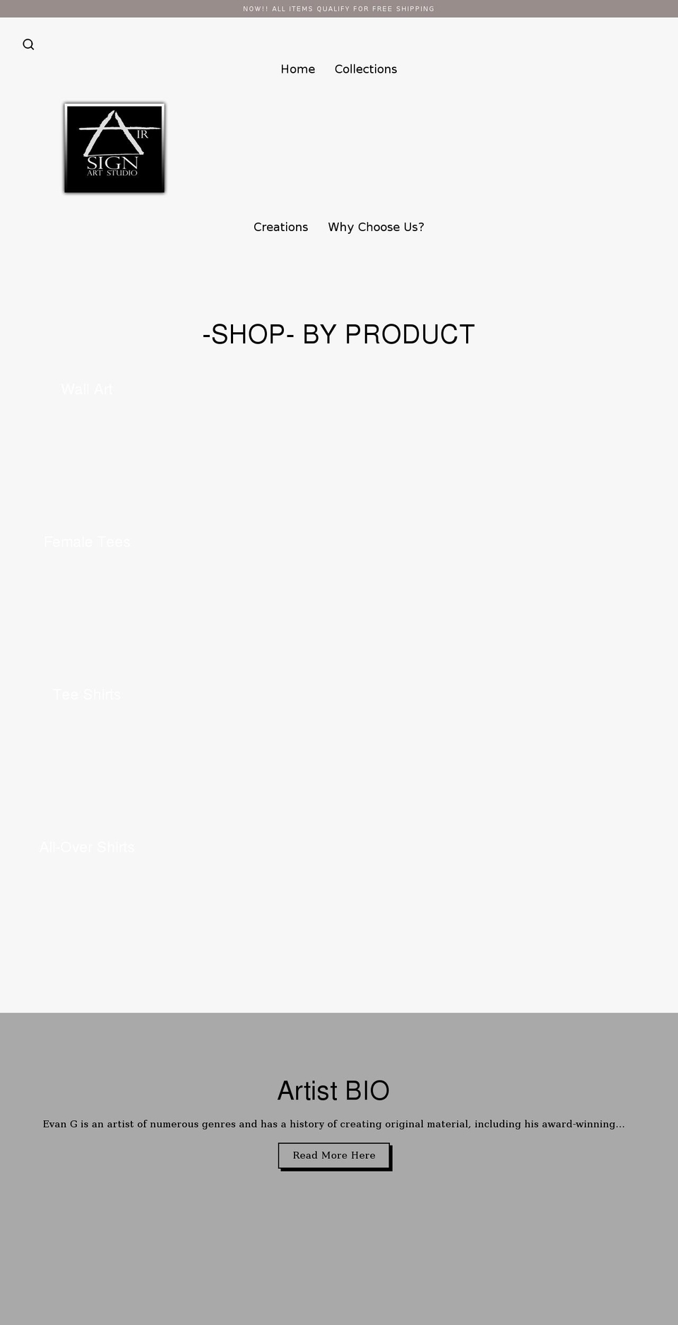 airsignartstudio.com shopify website screenshot