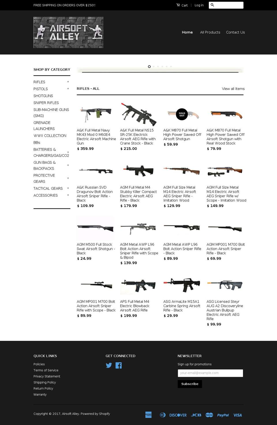 airsoftalley.net shopify website screenshot