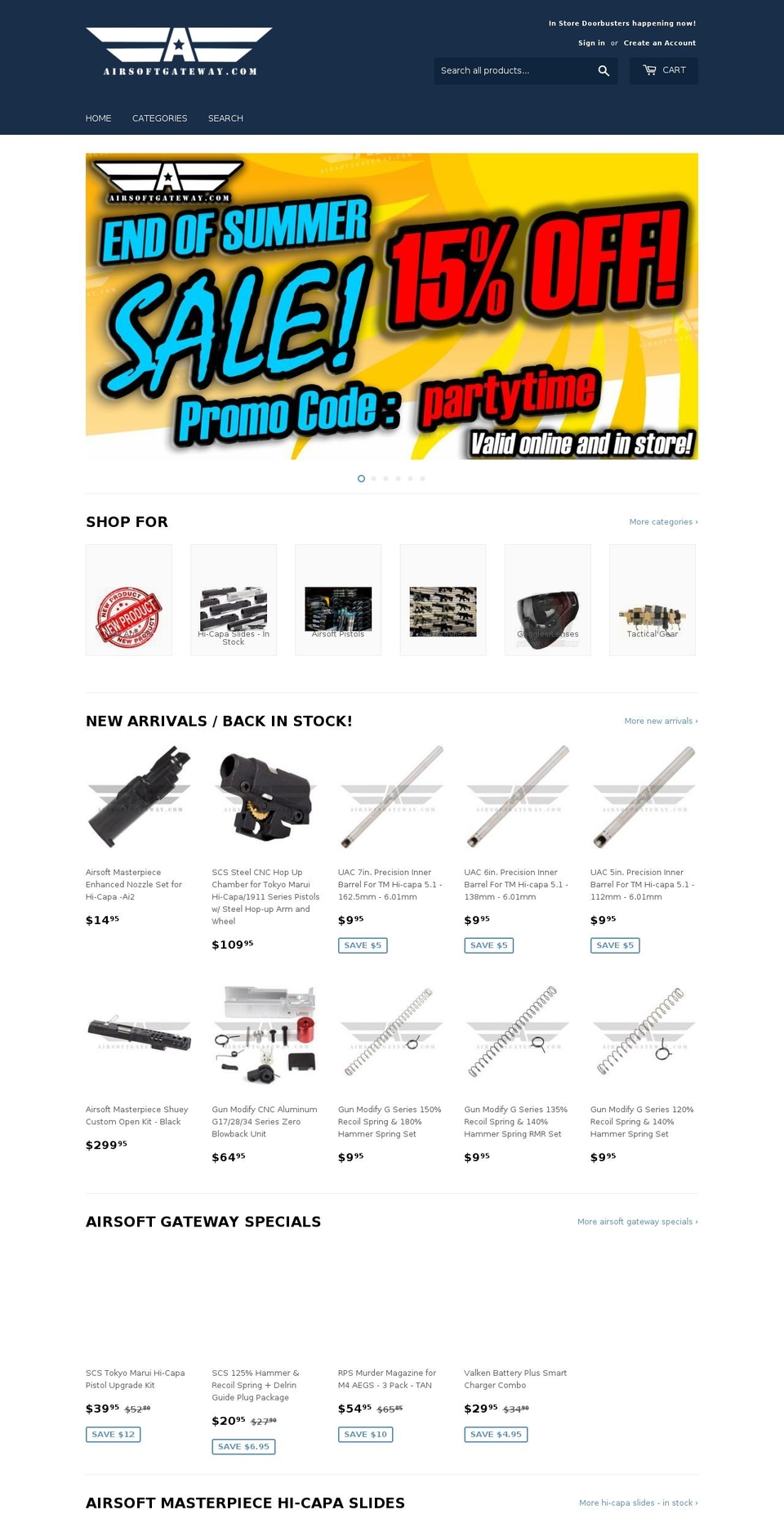 airsoftgateway.com shopify website screenshot
