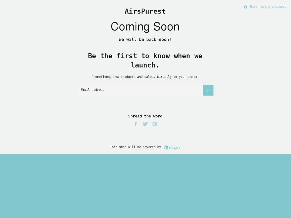 airspurest.com shopify website screenshot