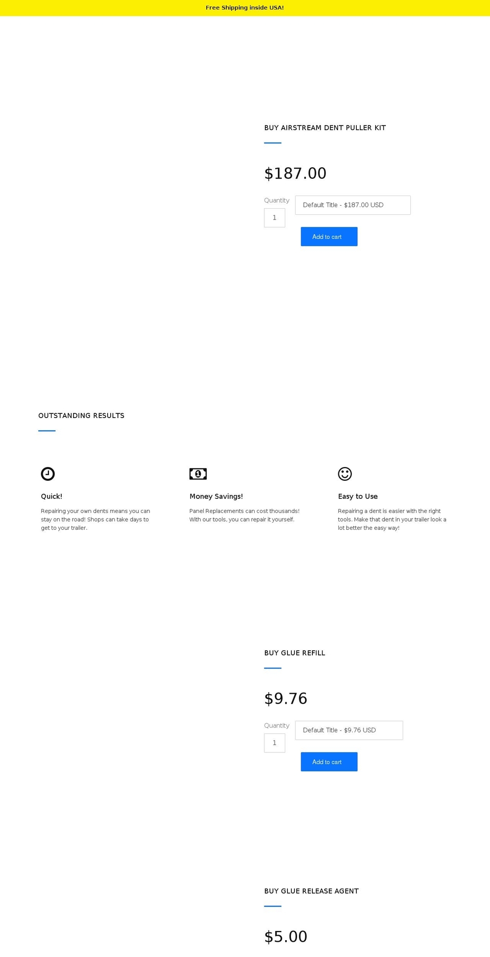 airstreamdentfix.com shopify website screenshot