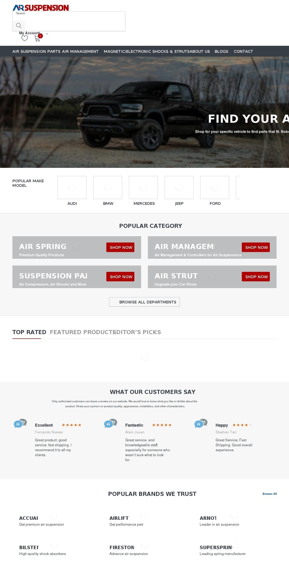 airsuspension.com shopify website screenshot