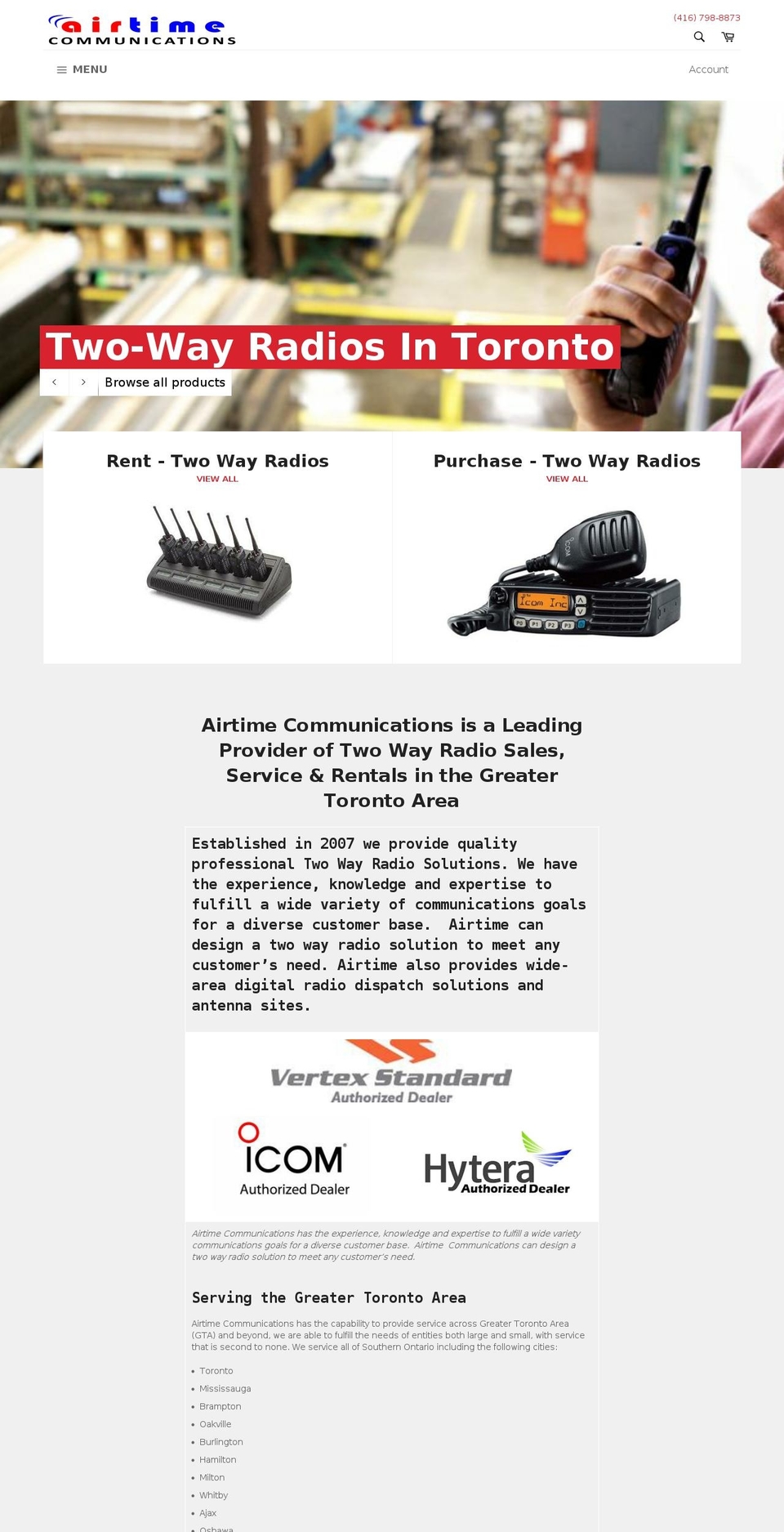 airtimecommunications.com shopify website screenshot