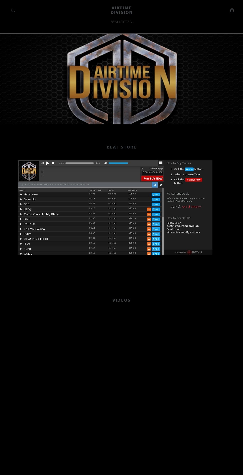 airtimedivision.com — Shopify storefront screenshot