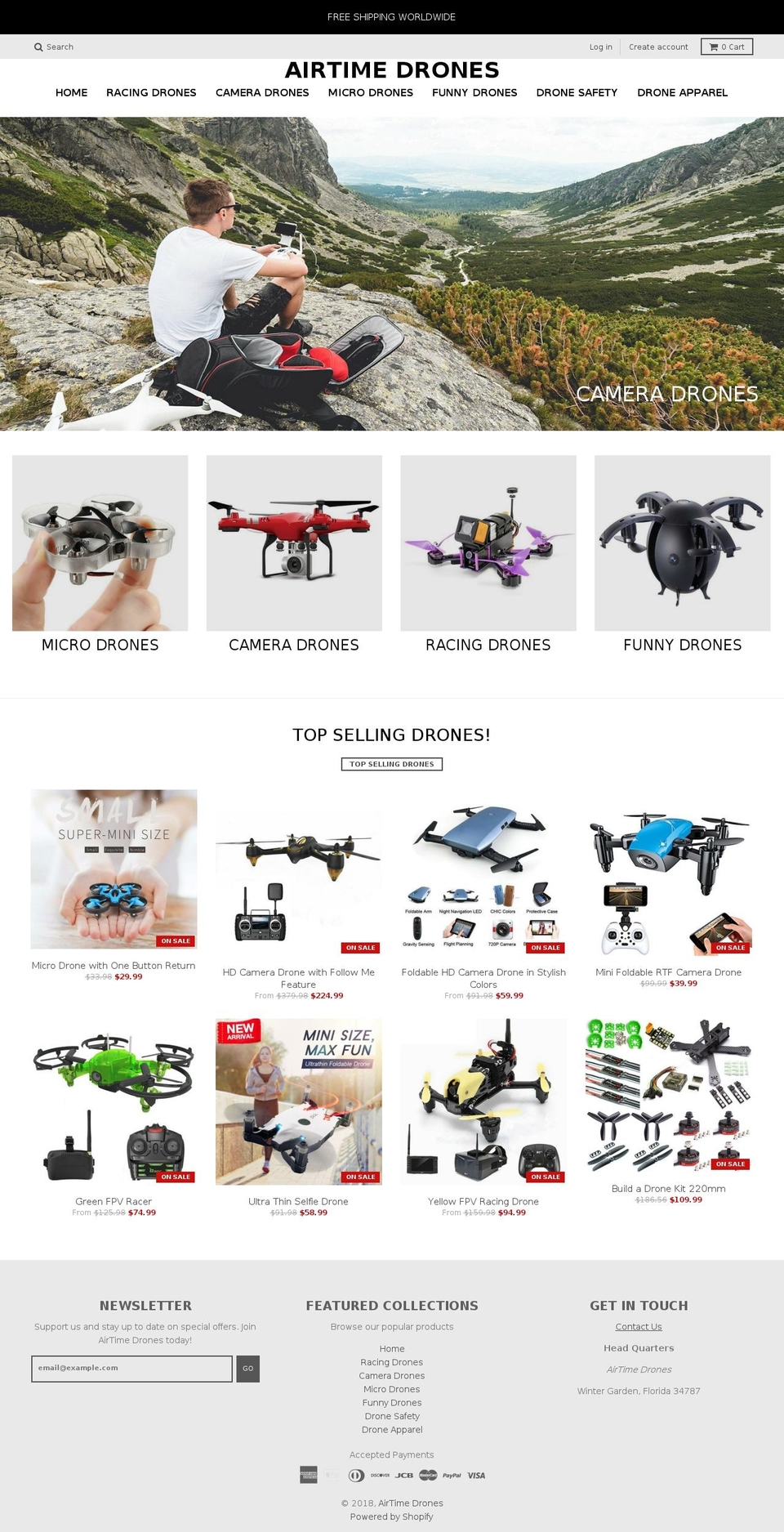 airtimedrones.com — Shopify storefront screenshot