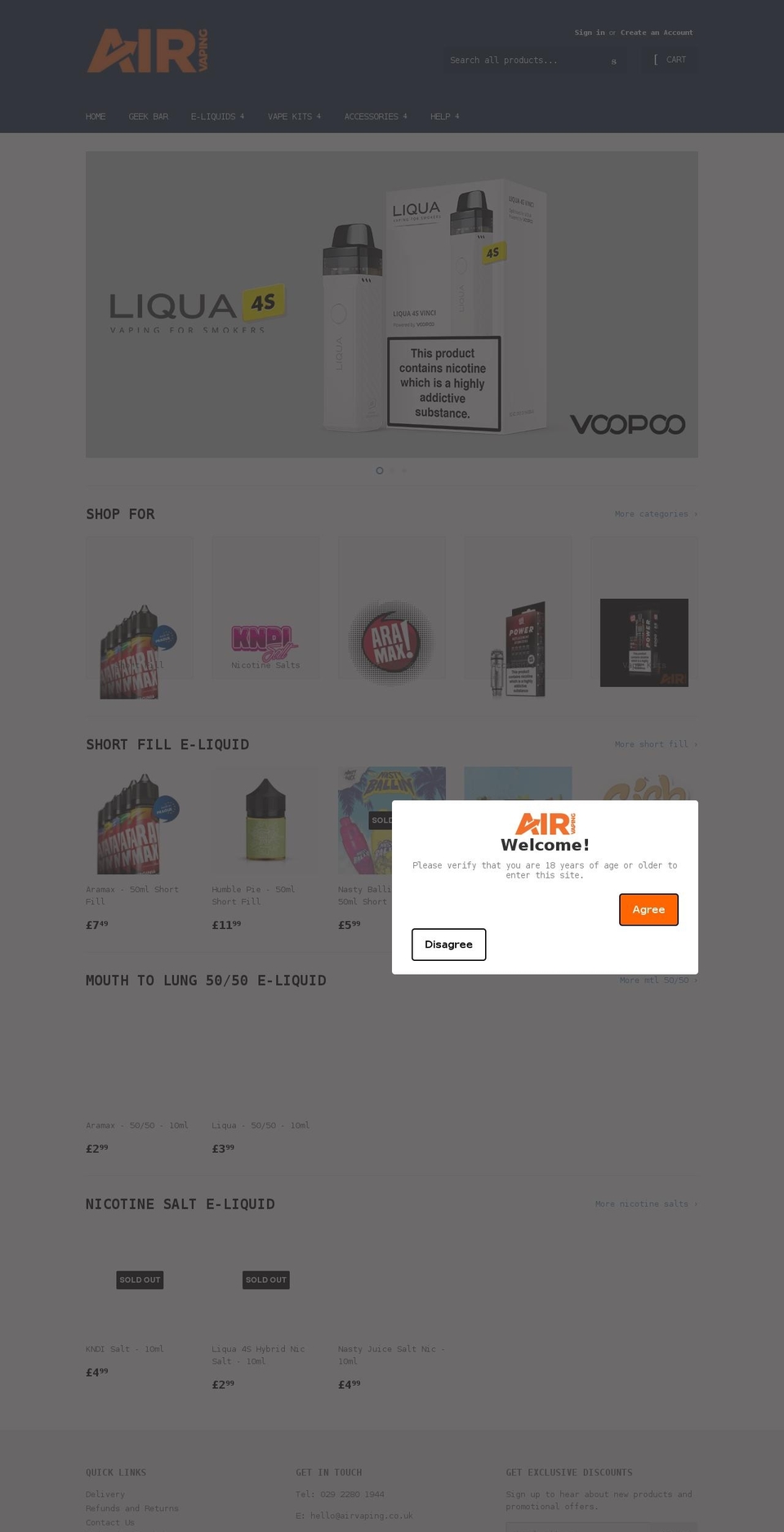 airvaping.co.uk shopify website screenshot