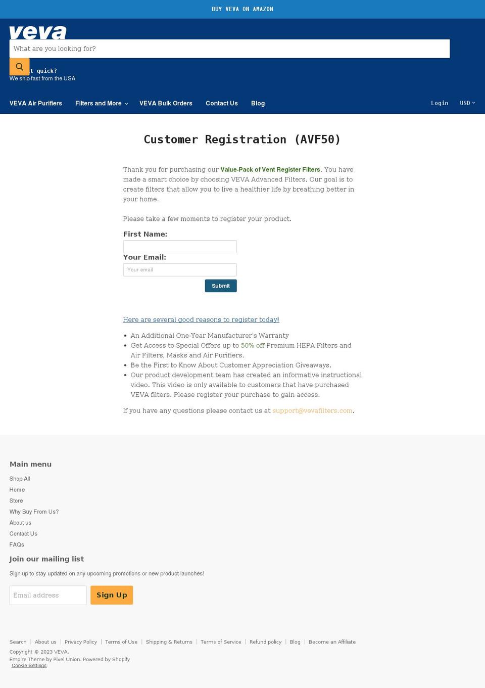 airventfilter.com — Shopify storefront screenshot