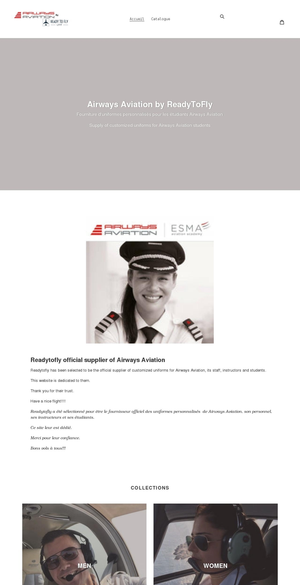 airways-aviation-by-readytofly.com shopify website screenshot