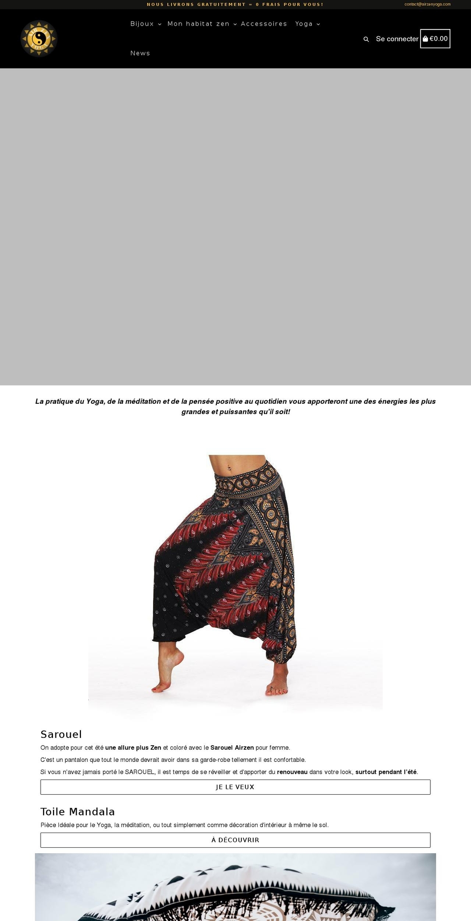 airzenyoga.com — Shopify storefront screenshot