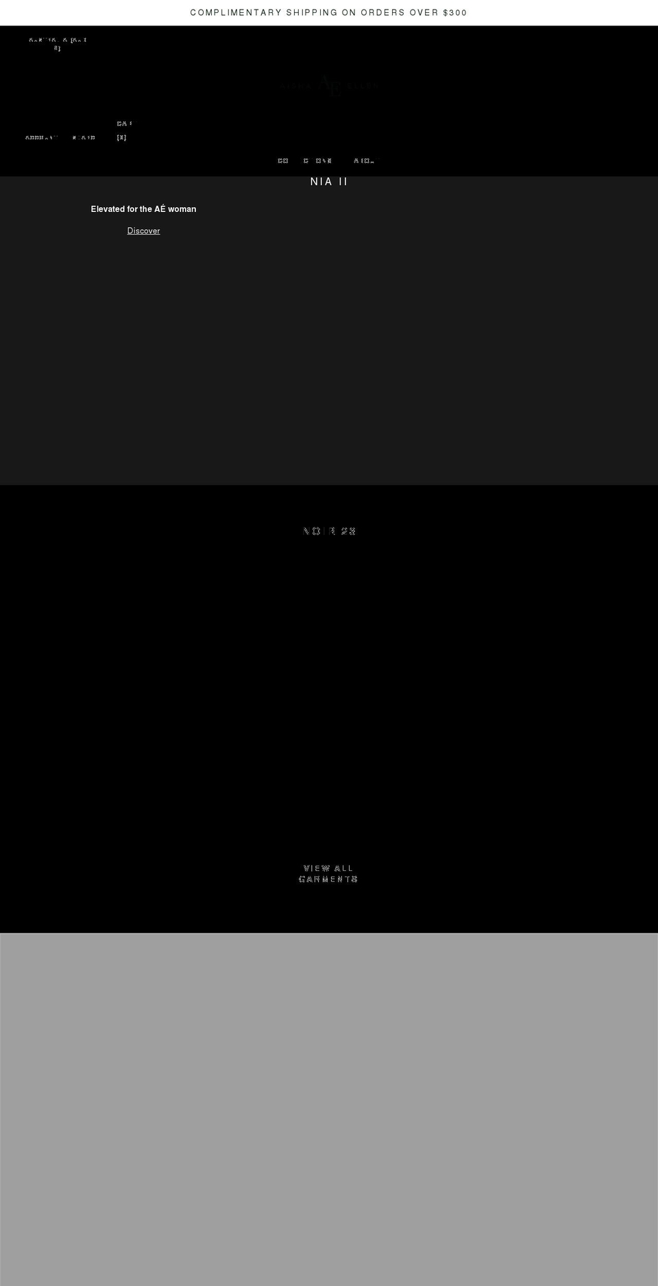 aishaellengarments.com shopify website screenshot