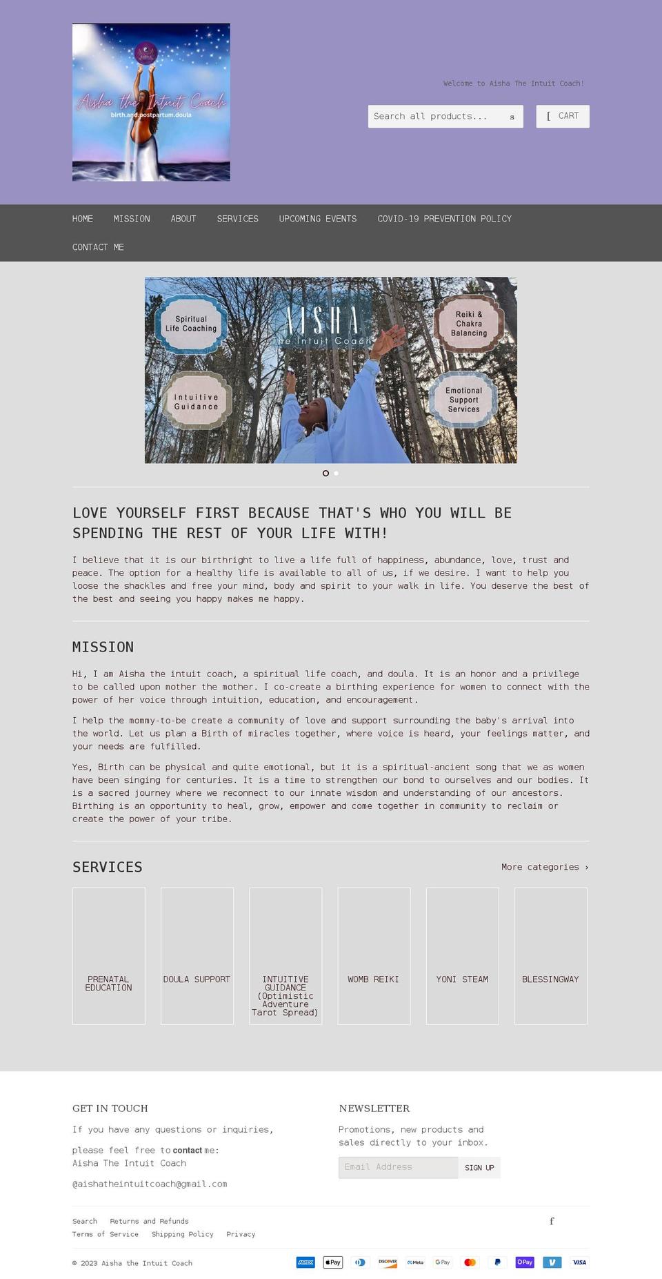 aishatheintuitcoach.com shopify website screenshot