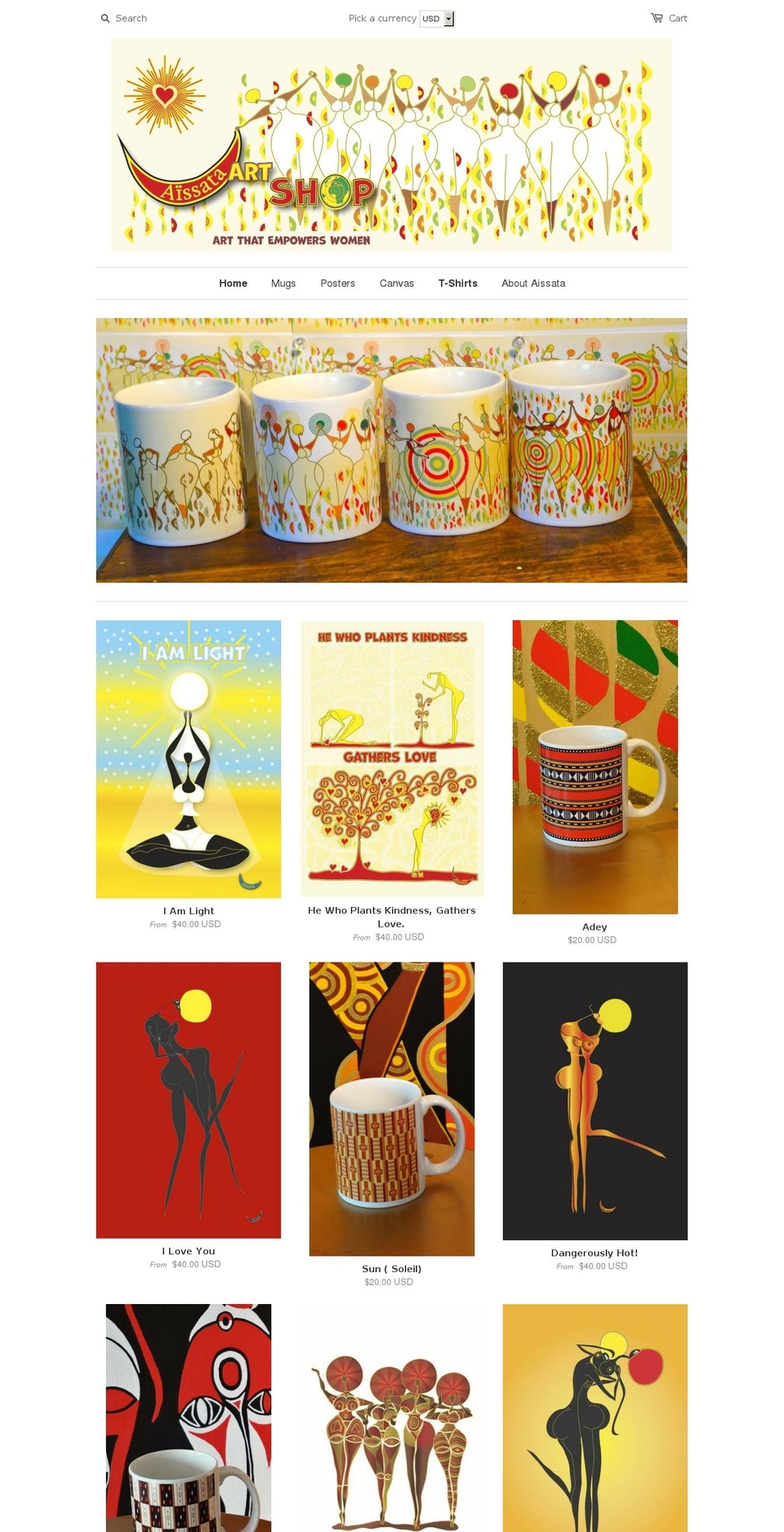 aissataart.com shopify website screenshot