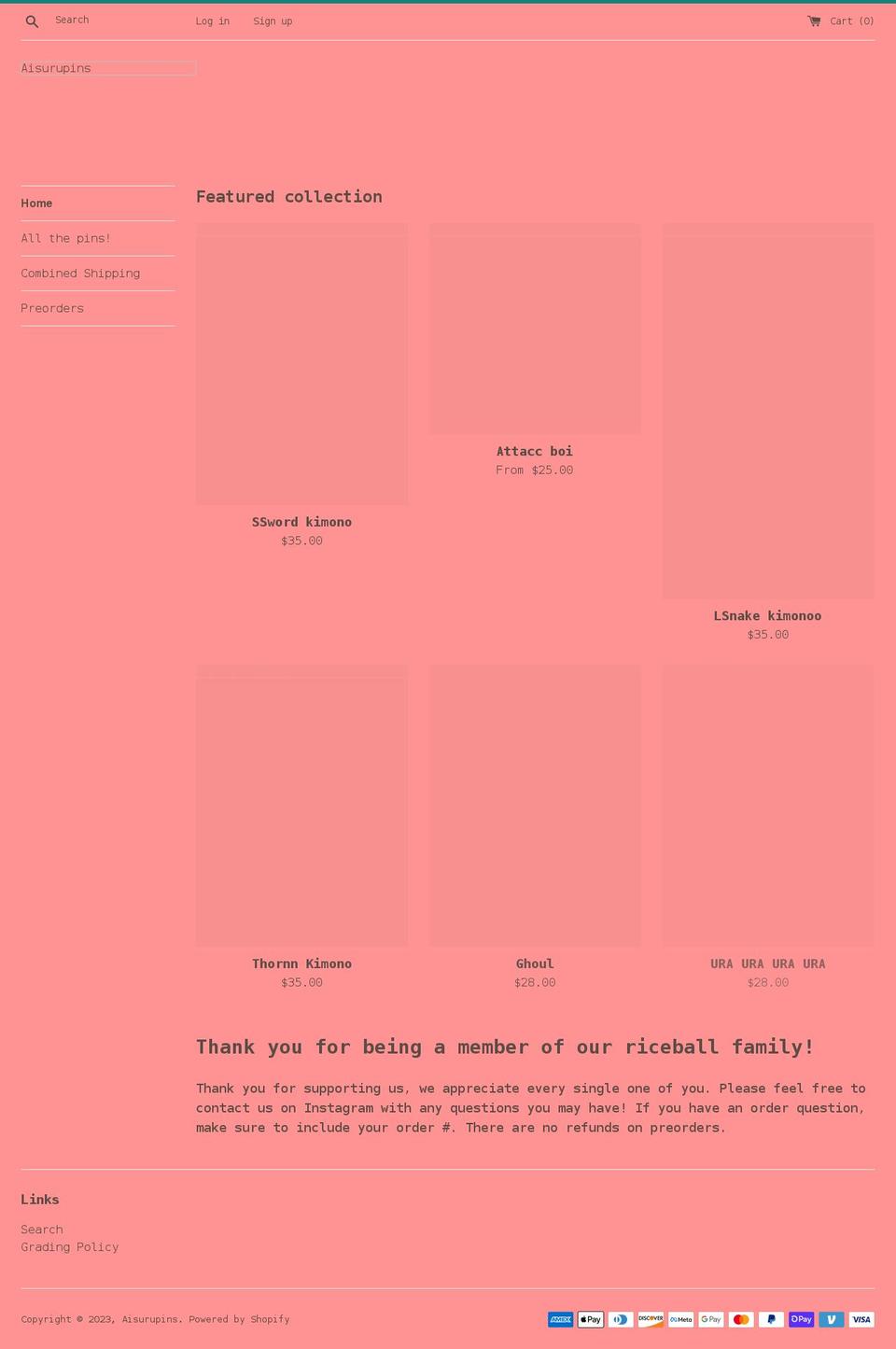 aisurupins.com shopify website screenshot