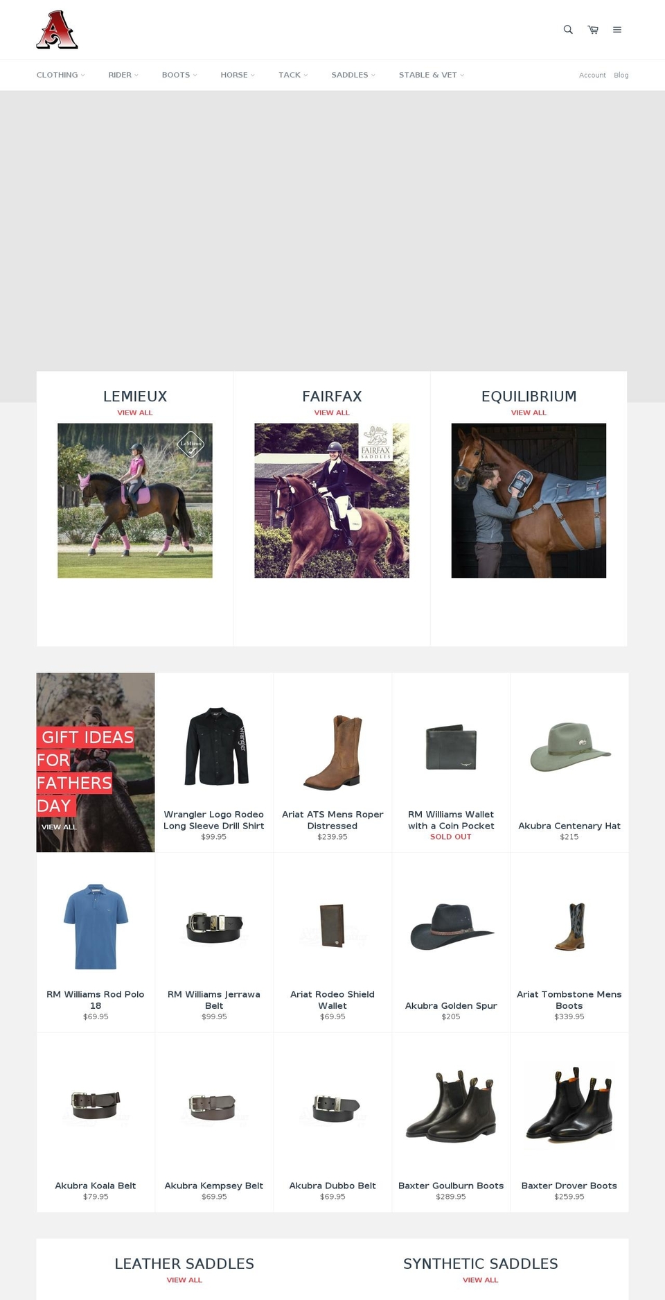 aitkenssaddlery.com shopify website screenshot