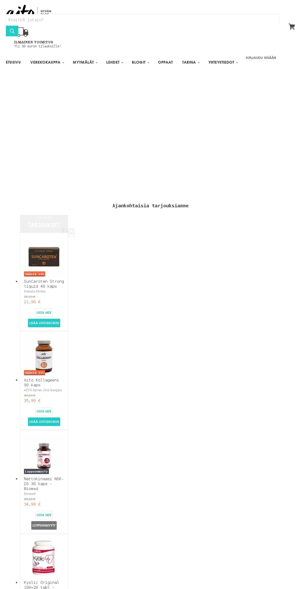 aitokauppa.fi shopify website screenshot