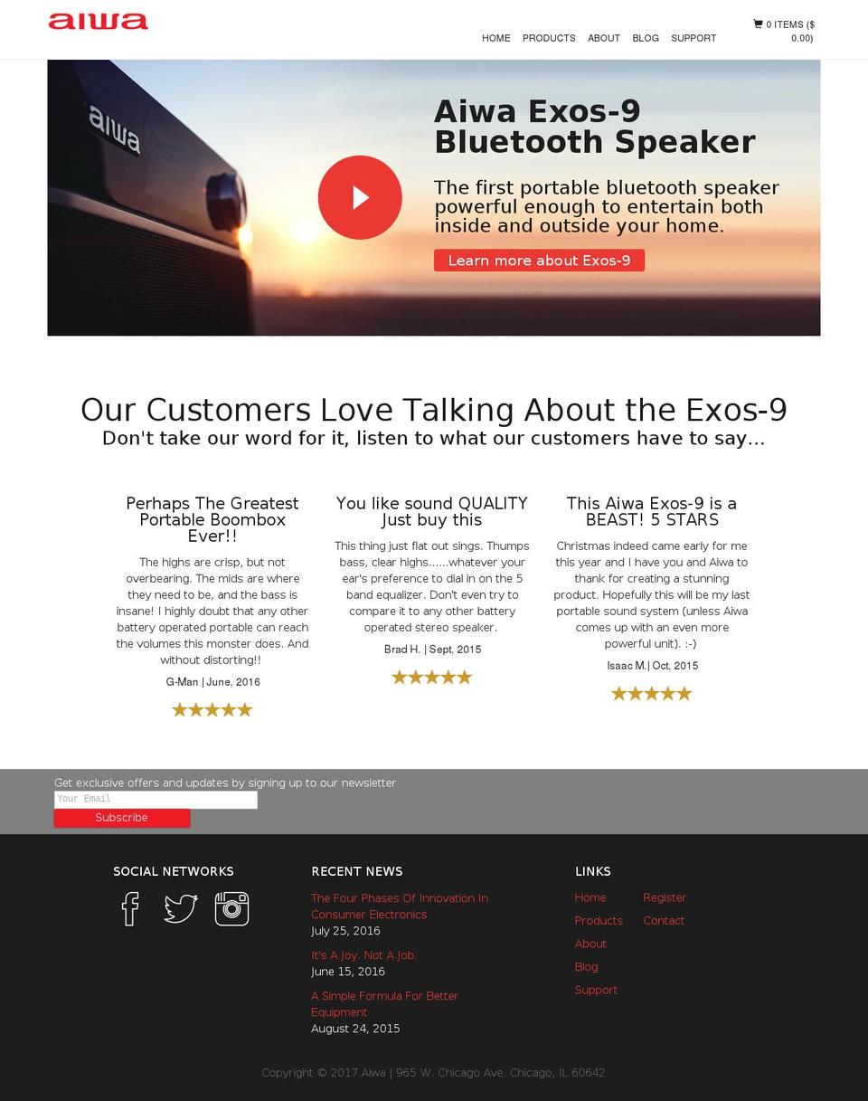 aiwausa Shopify theme site example aiwaaudio.com