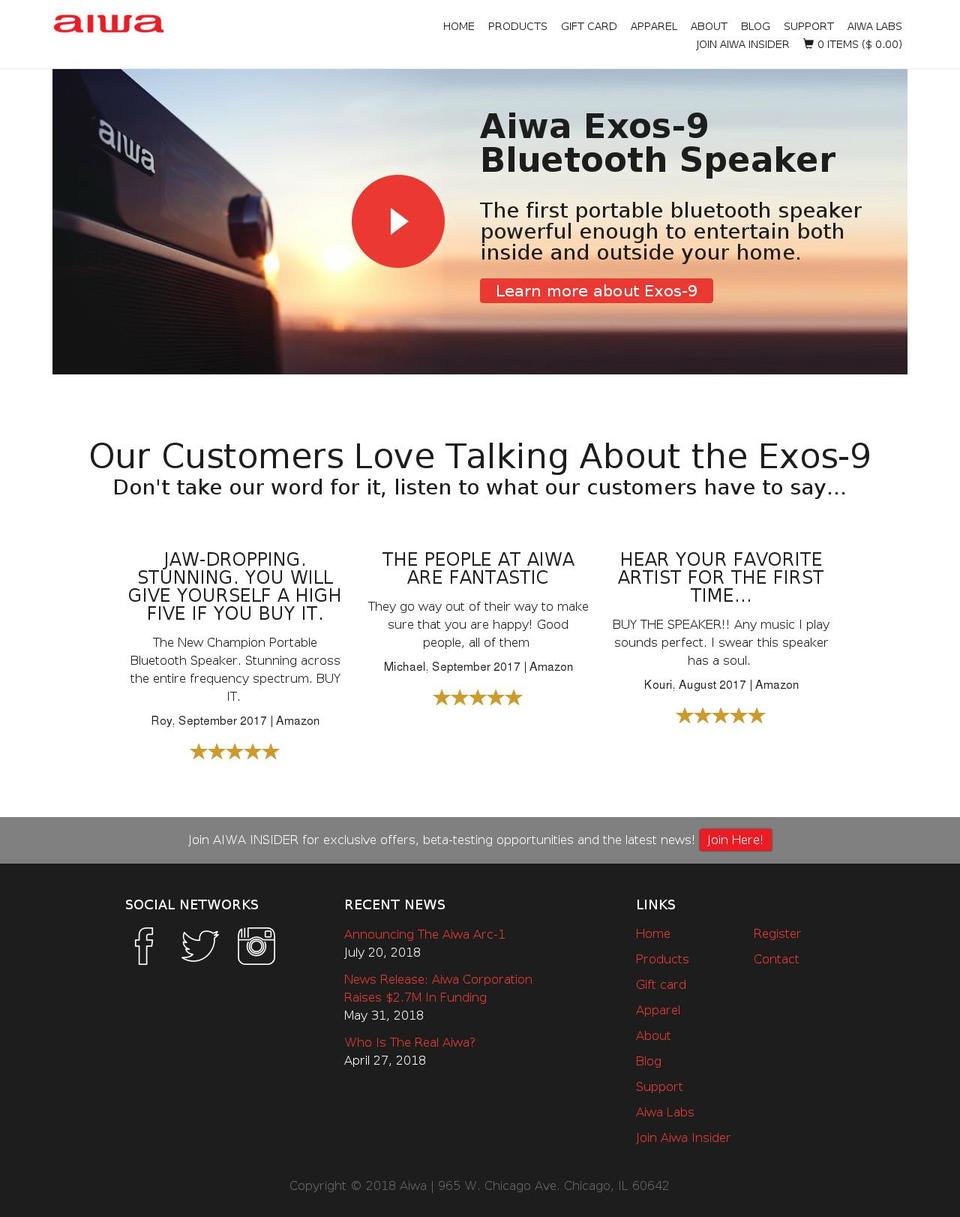 aiwausa Shopify theme site example aiwasound.com