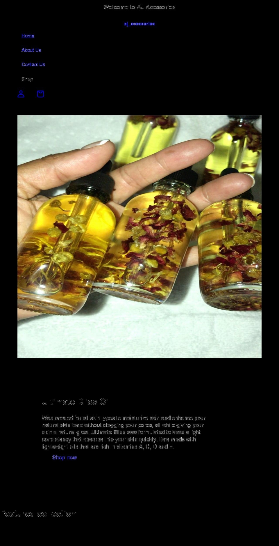 ajacessories.com shopify website screenshot