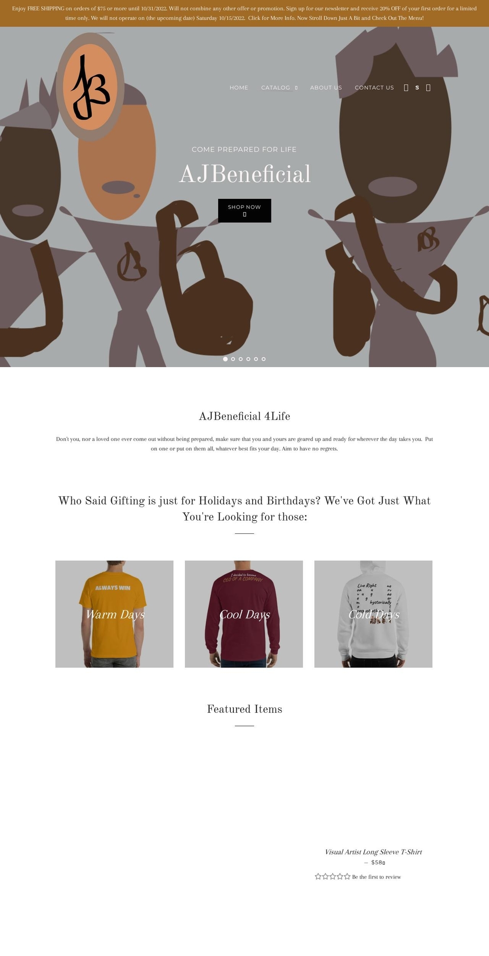 ajbeneficial.com — Shopify storefront screenshot
