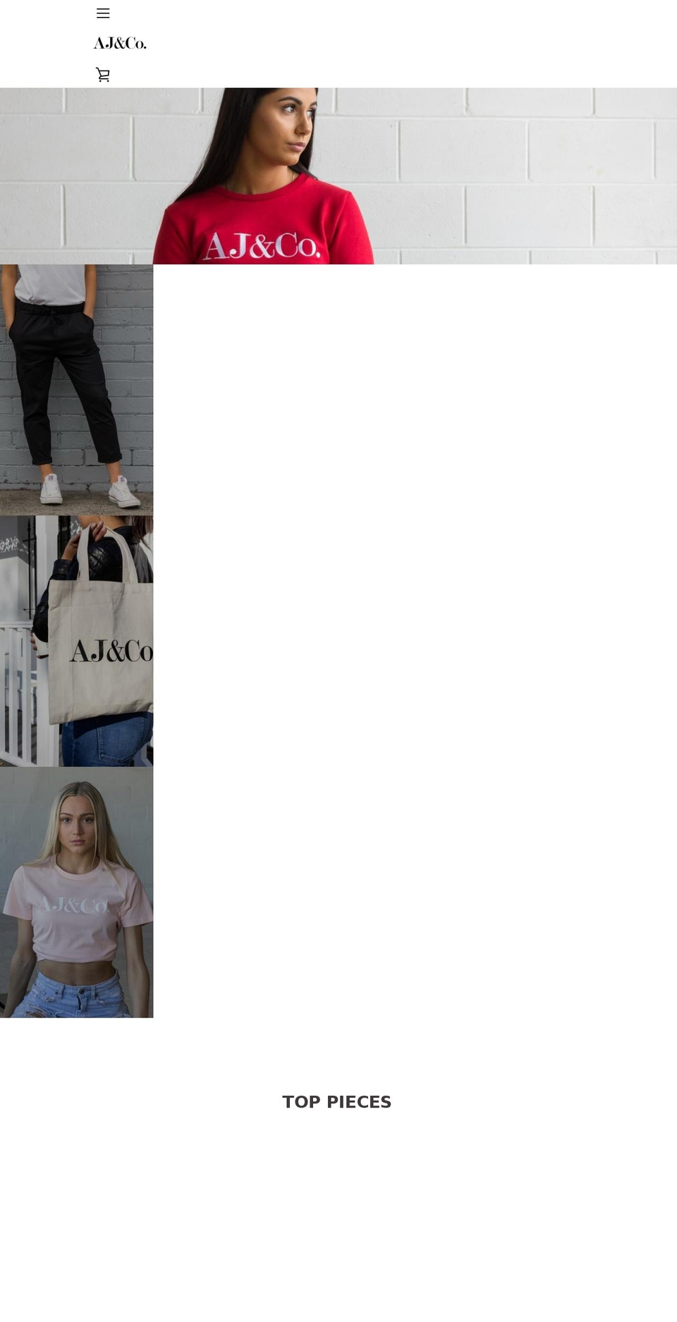 ajcoclothing.com shopify website screenshot