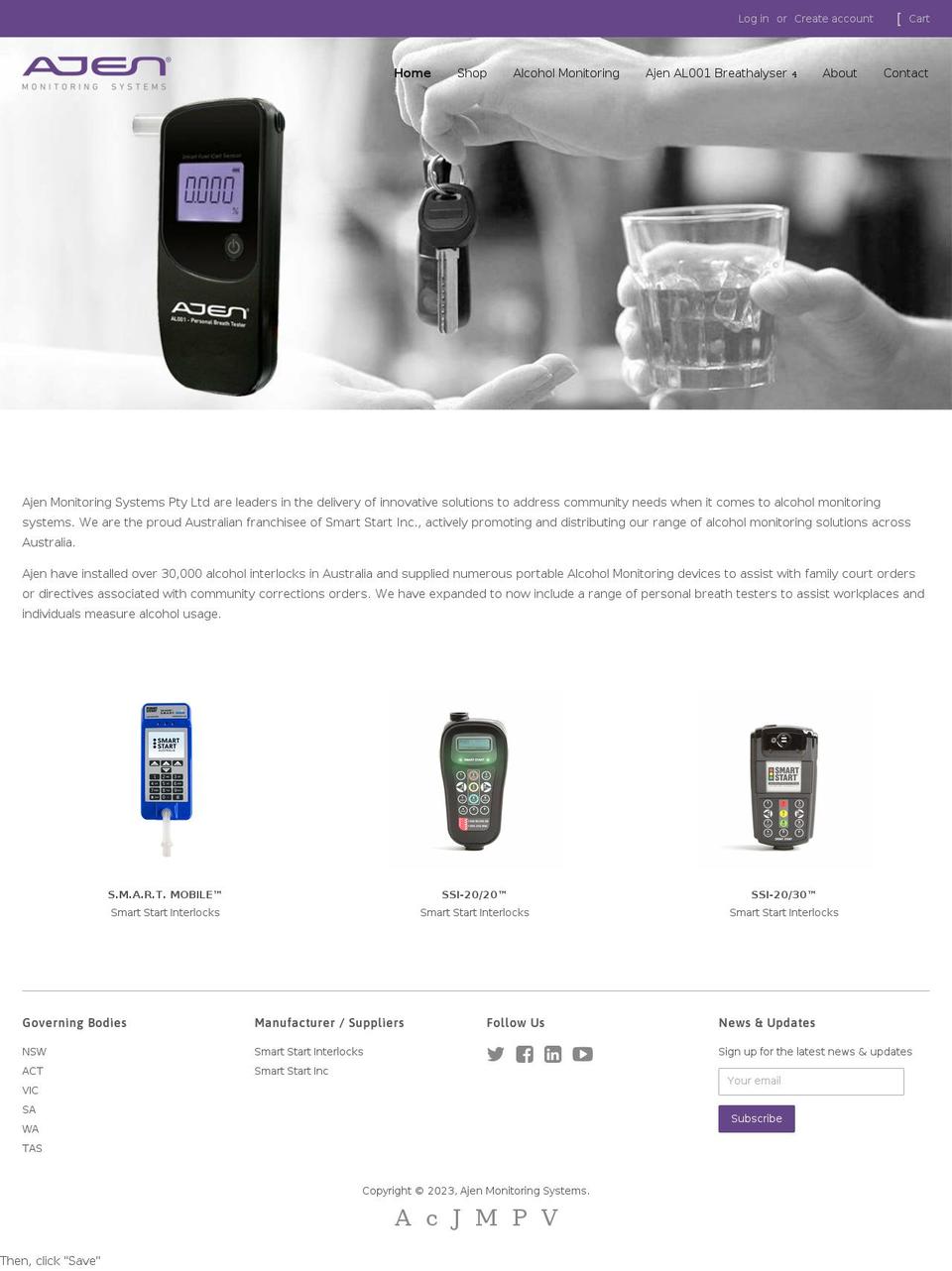 ajen.com.au shopify website screenshot