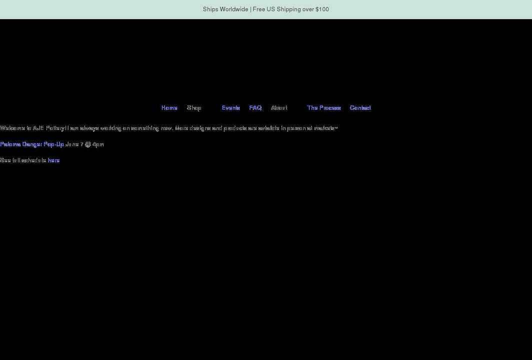 ajepottery.com shopify website screenshot
