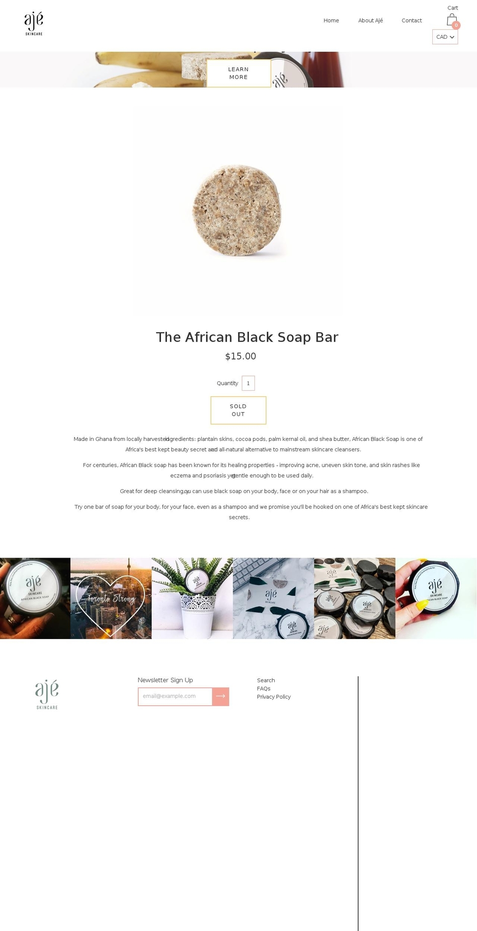 ajeskincare.com — Shopify storefront screenshot
