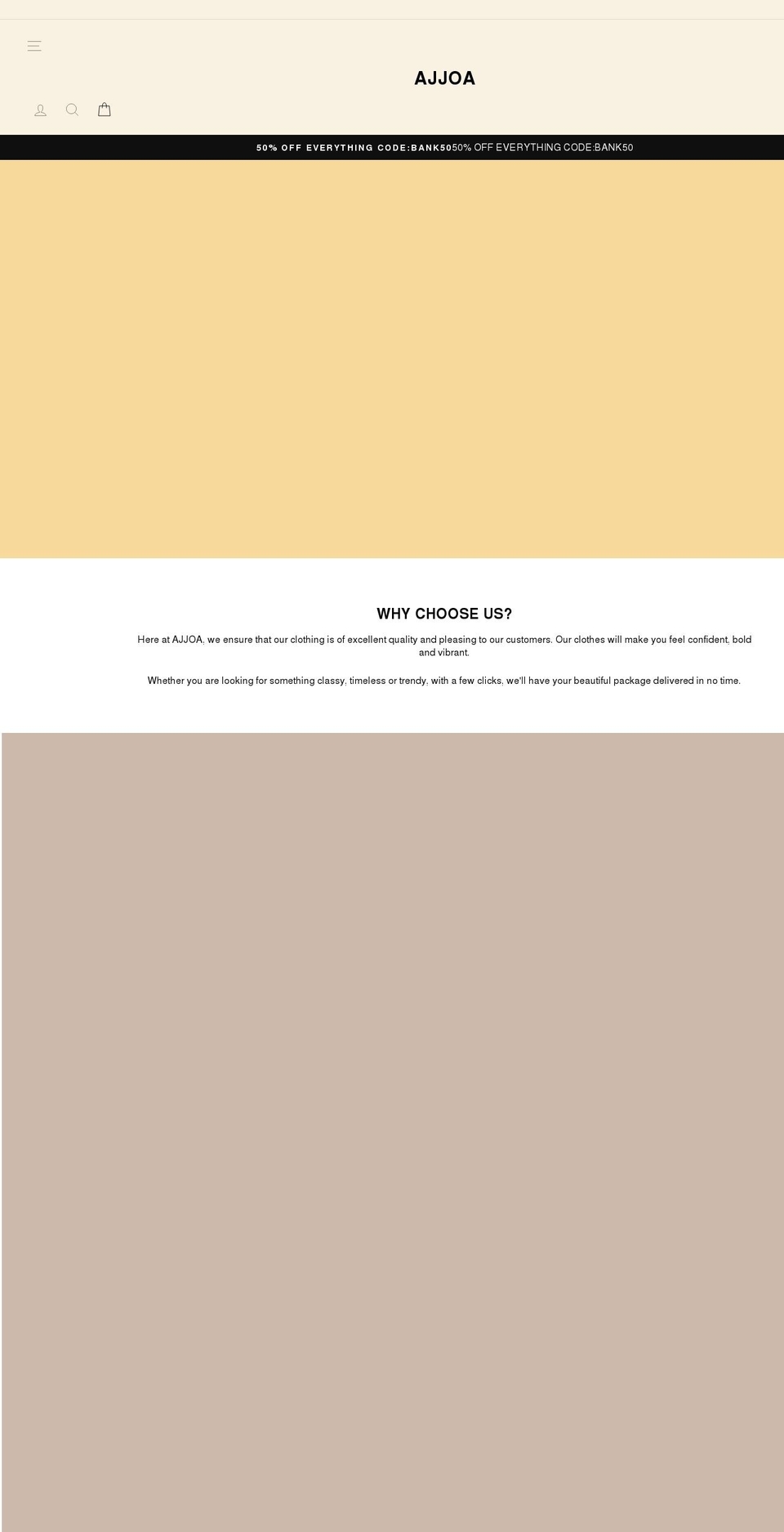 ajjoa.com shopify website screenshot