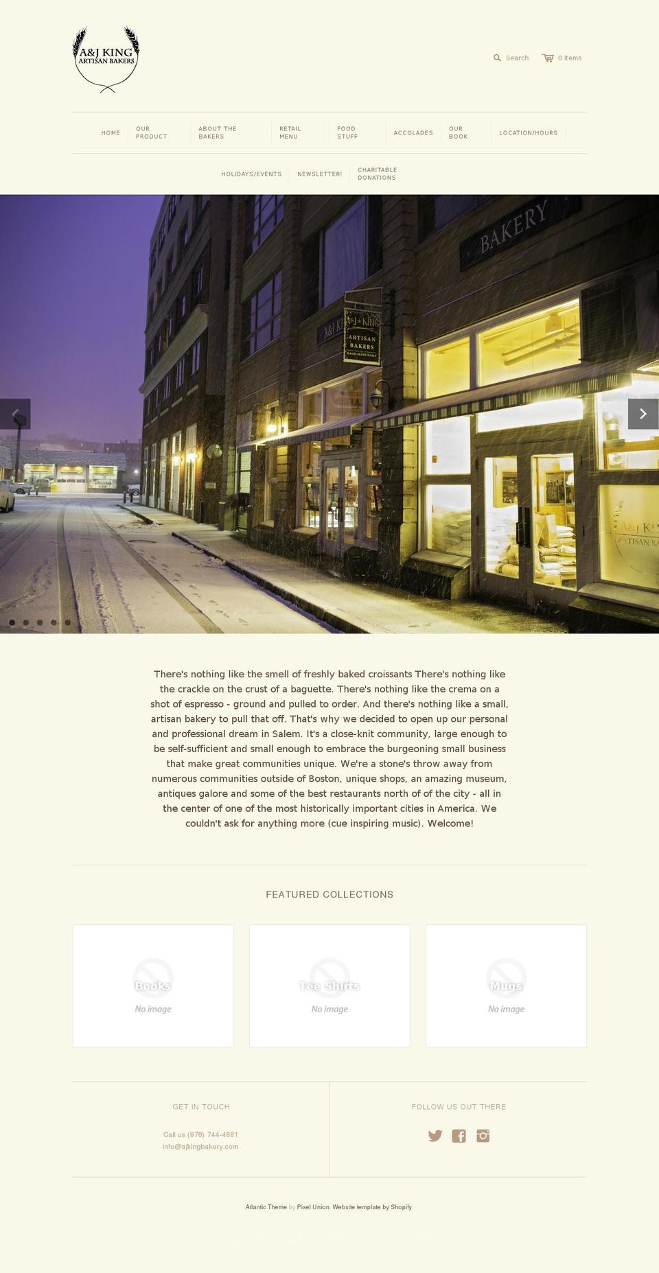 ajkingbakery.com shopify website screenshot