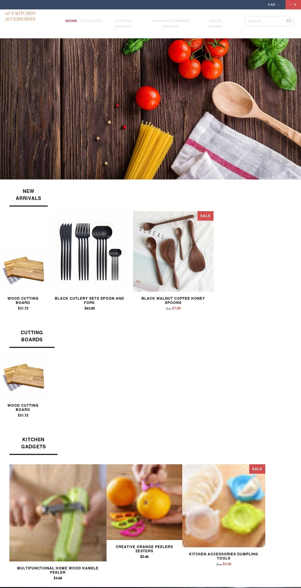 ajkitchenaccessories.com shopify website screenshot