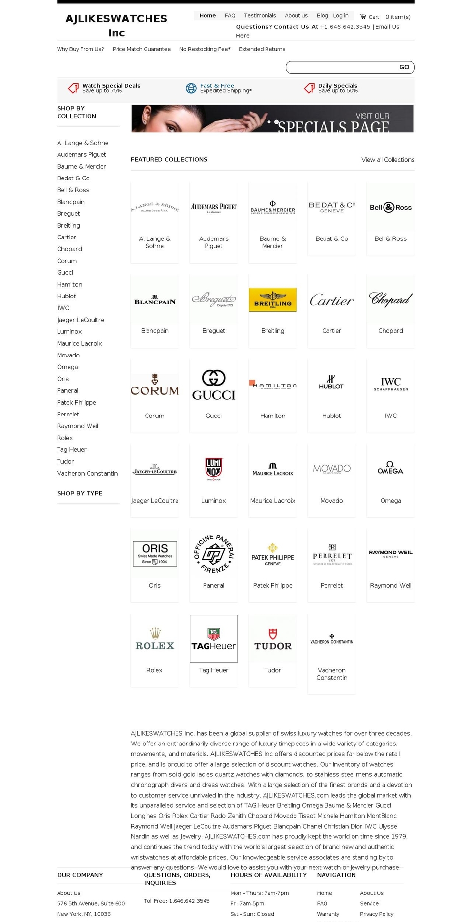 ajlikeswatches.com — Shopify storefront screenshot