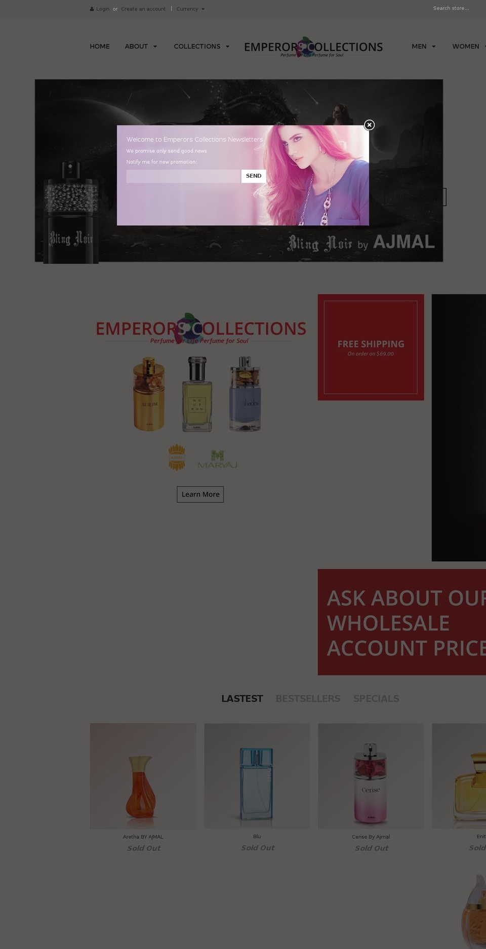 ajmalperfumeusa.us shopify website screenshot