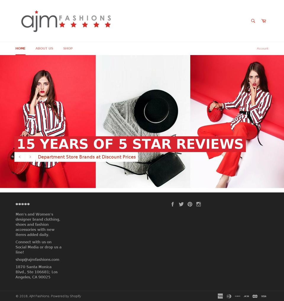 ajmfashion.com — Shopify storefront screenshot