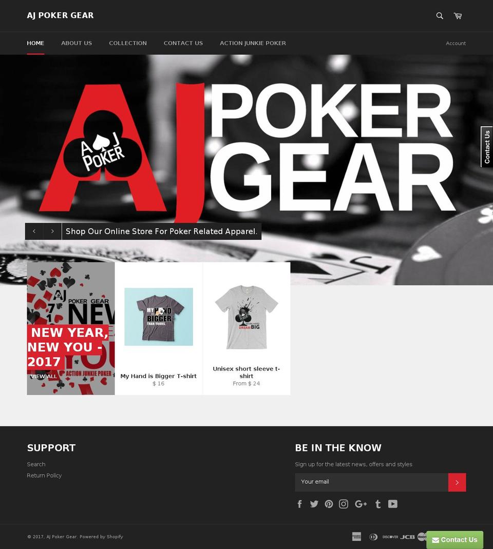 ajpokergear.com shopify website screenshot