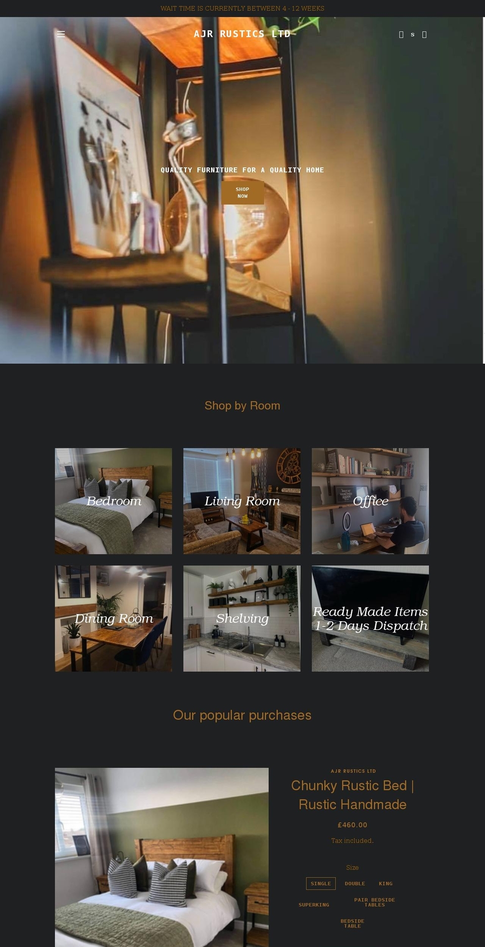 ajrrustics.com shopify website screenshot