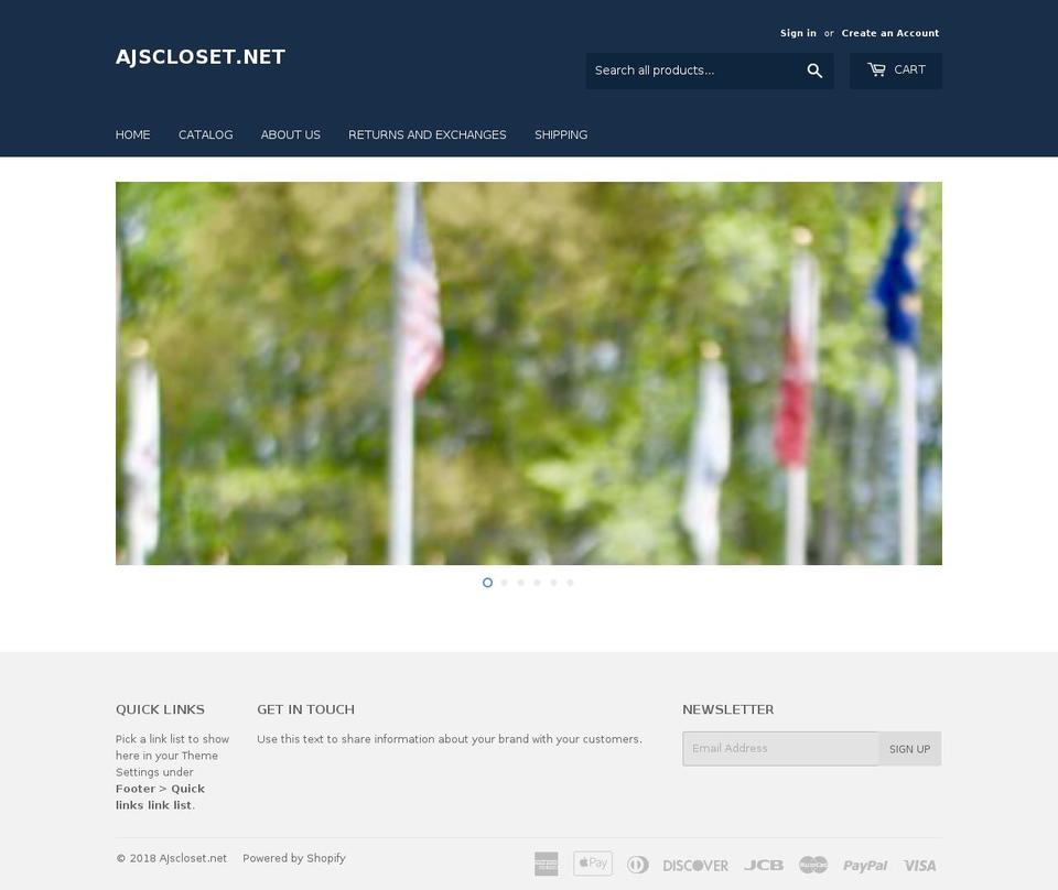 ajscloset.net shopify website screenshot
