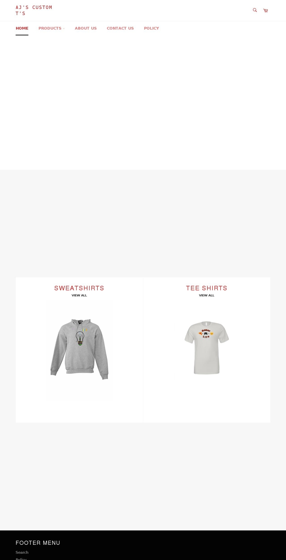 ajscustomtees.com shopify website screenshot