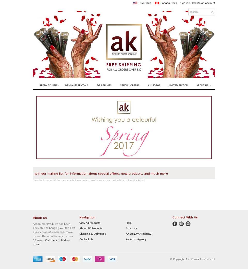 ak-products.com shopify website screenshot