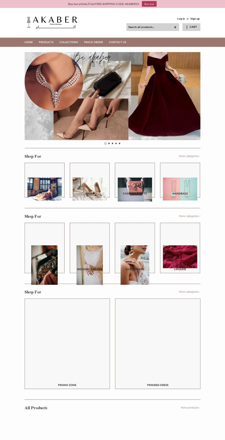 akaberboutique.com shopify website screenshot