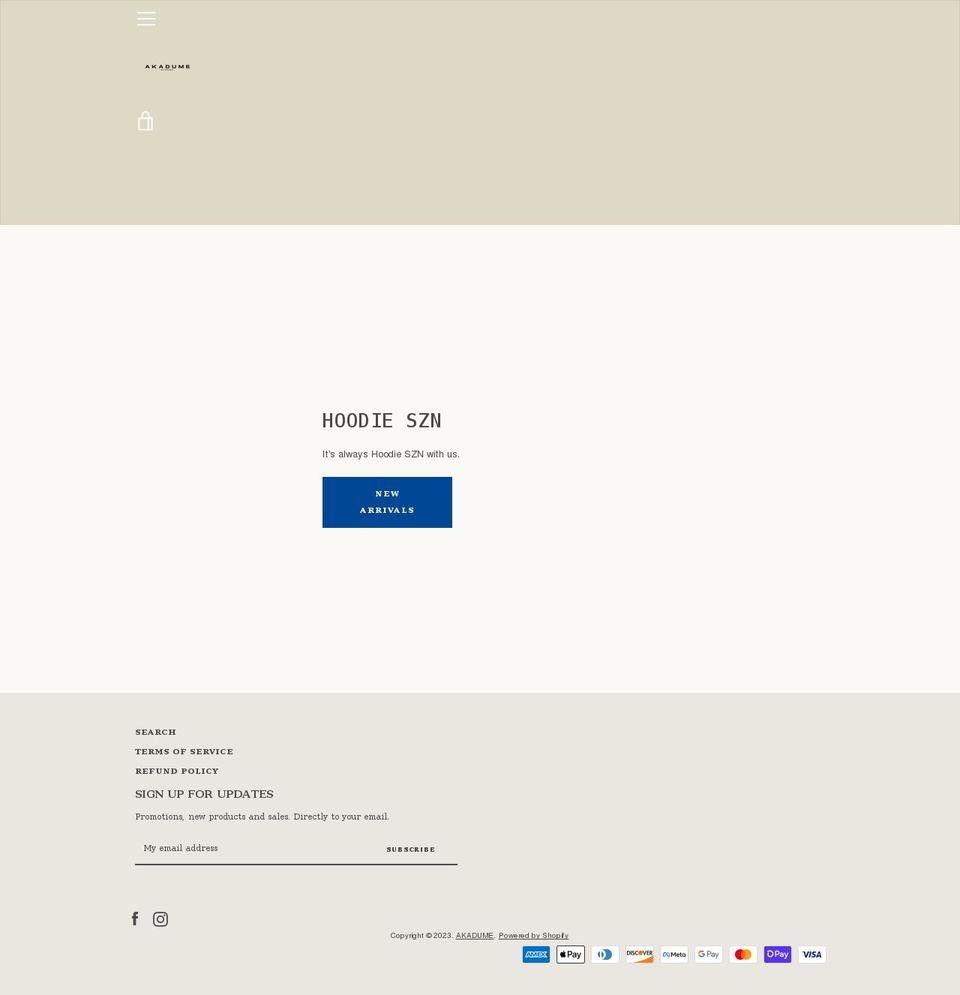akadume.com shopify website screenshot