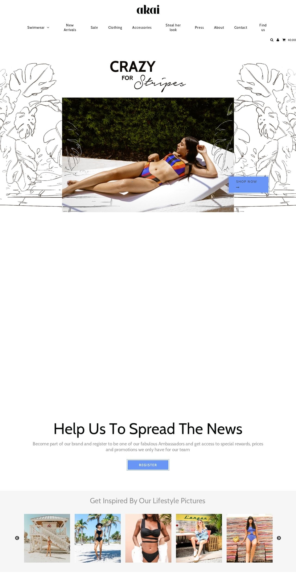 akaiswimwear.com — Shopify storefront screenshot