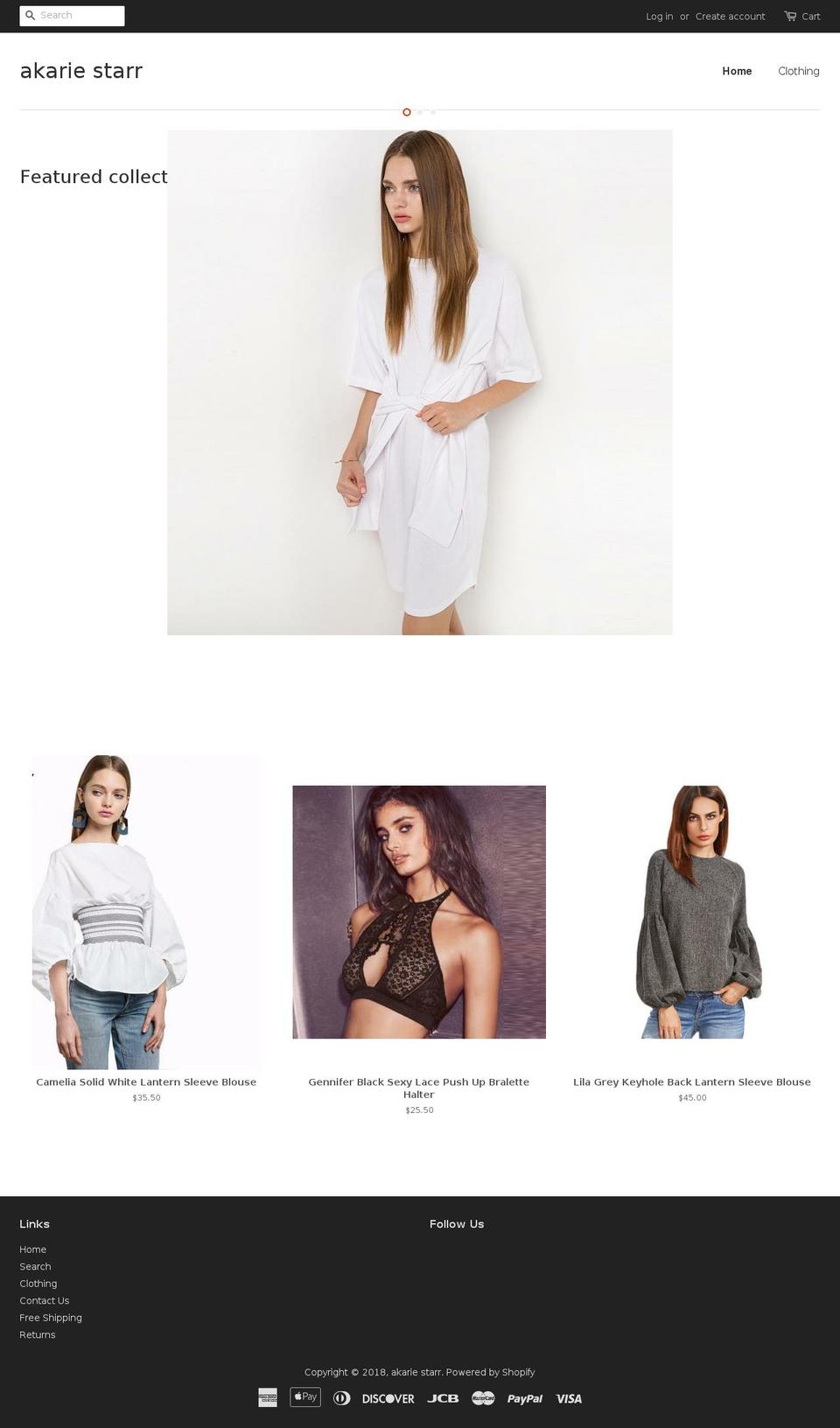 akariestarr.com — Shopify storefront screenshot